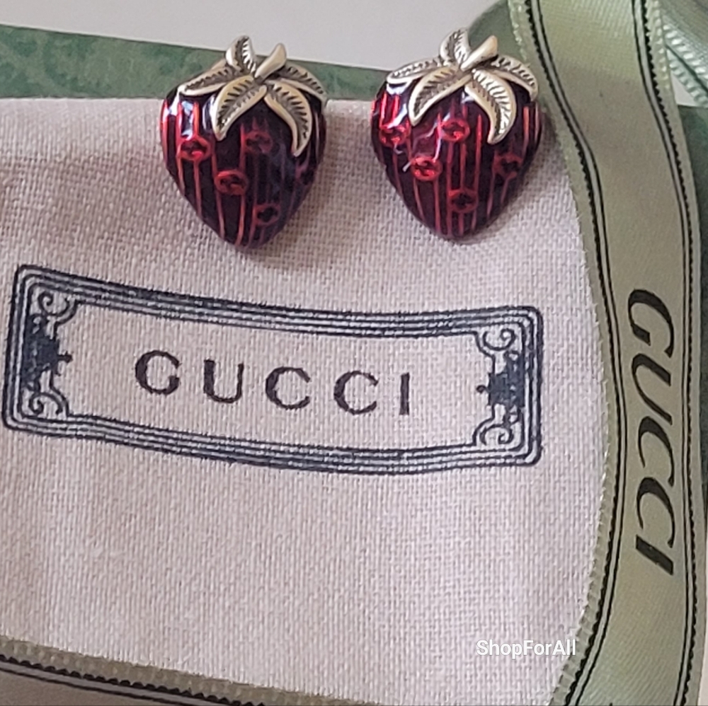 Gucci Red and Black Strawberry Earrings - Picture 8 of 10